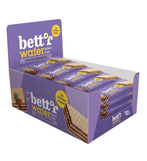 BIO wafle s lieskovoorieškovým kakaovým krémom, bez pridaného cukru