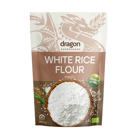 Organic White Rice Flour, 200 g, Dragon Superfoods
