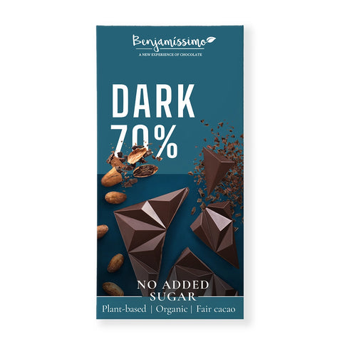 Organic Vegan Chocolate No Added Sugar Dark 70%, 60g, Benjamissimo