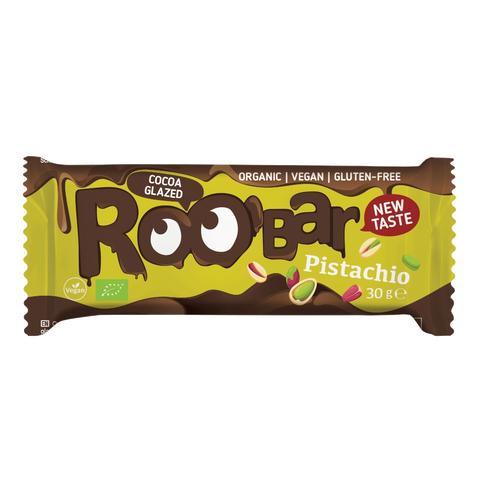 Organic Pistachio Bar with Cocoa Glaze, 30g, Roo'bar