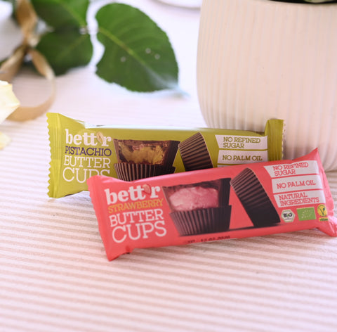 Bio Mix Box Poháre na maslo z Bett'r Nut s pistáciami a jahodami
