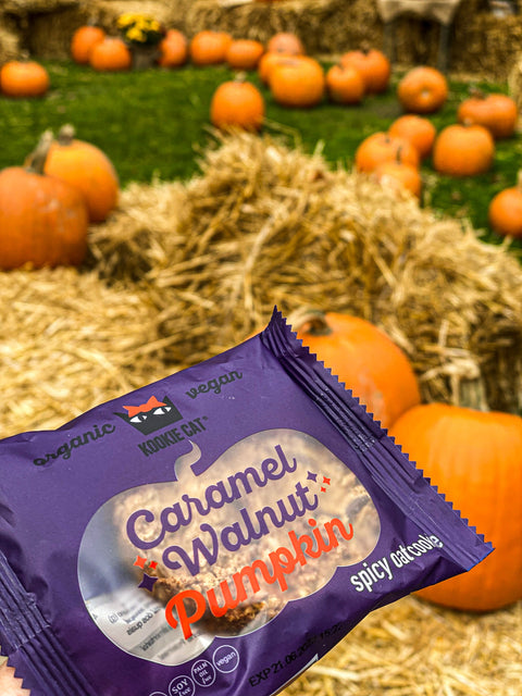 BIO jesenný koláčik s tekvicou a karamelizovanými orechmi