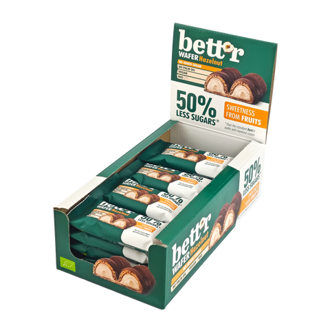 Organic Wafer Bar with Hazelnut Cream, No Added Sugar, 33 g, Bett’r